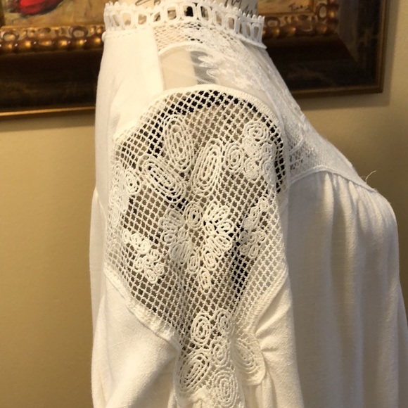 Vici High neck crochet lace wide elastic sleeve victorian blouse - Picture 3 of 12